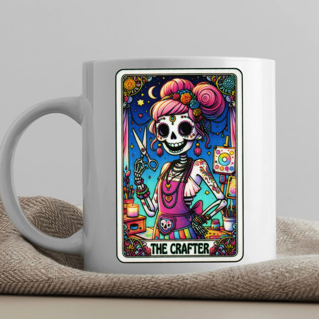 Tarot / Loteria Style Coffee Mug: The Crafter (v3)