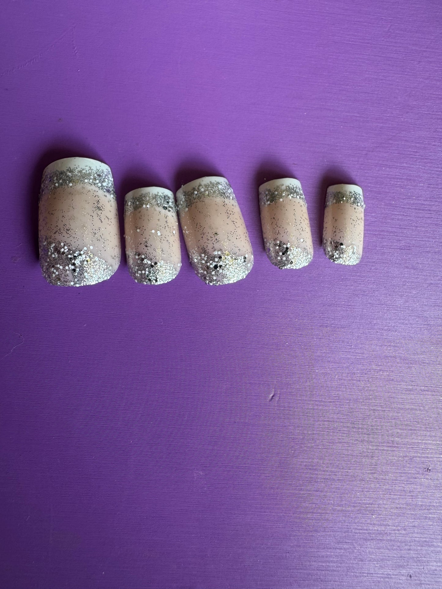 Press On Nails: Short Square French Glitter