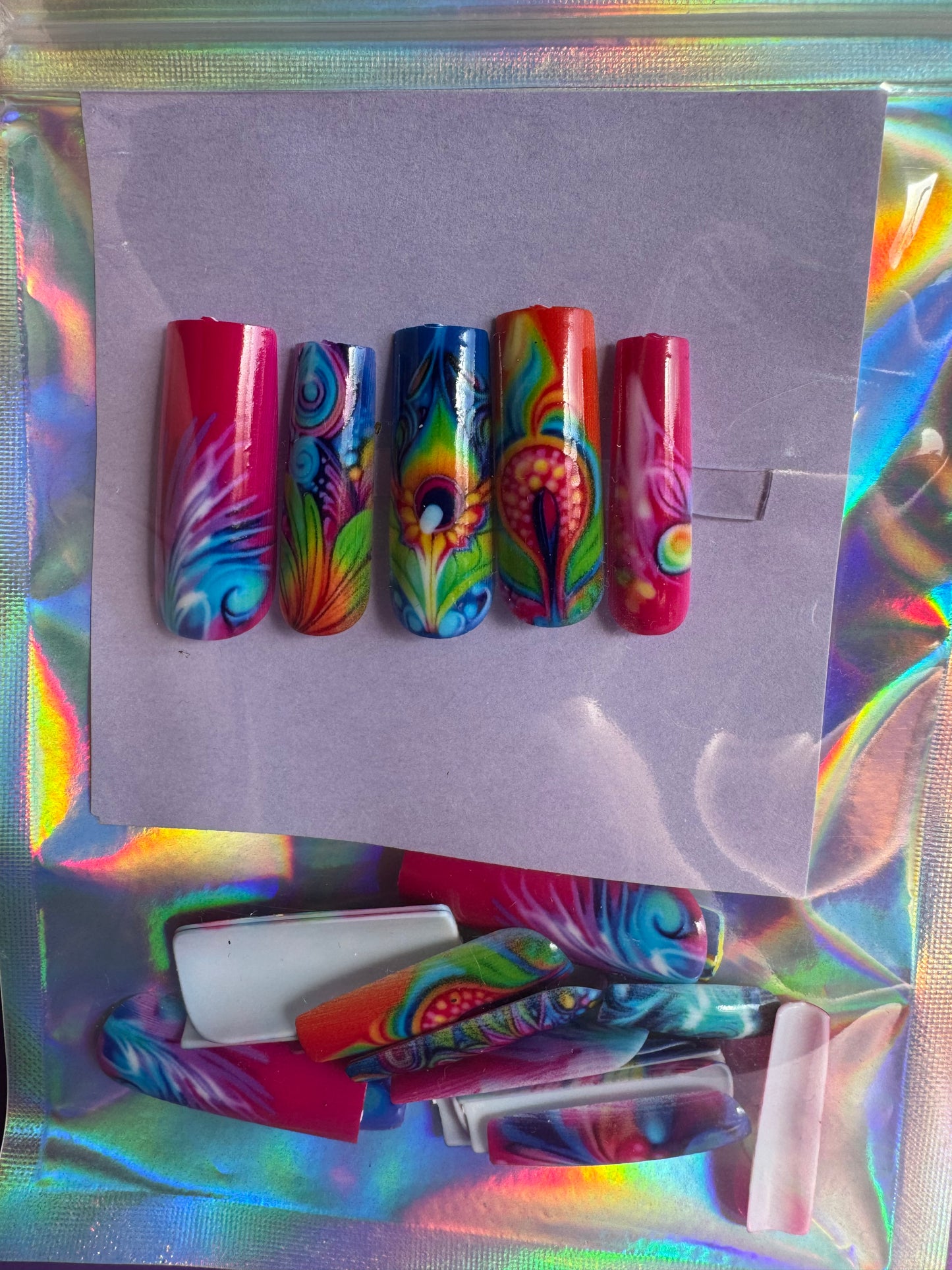 Press On Nails: Long Square Neon Nineties