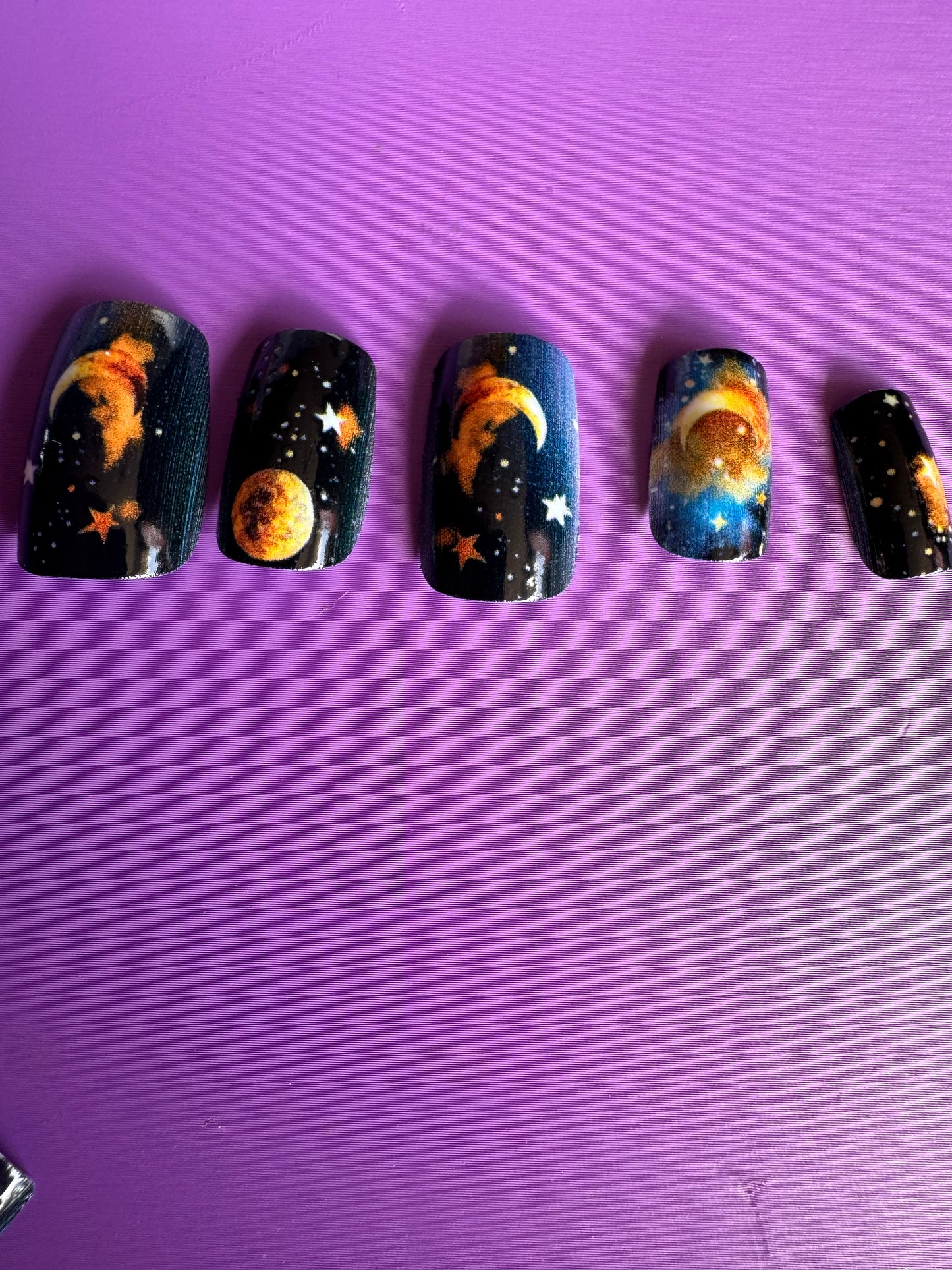 Press On Nails: Short Square Celestial Space