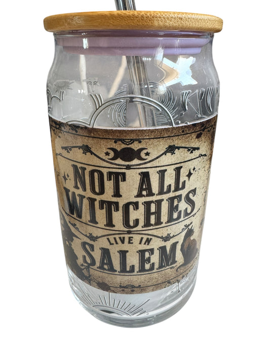 Not All Witches Live in Salem - Glass Tumbler with Straw