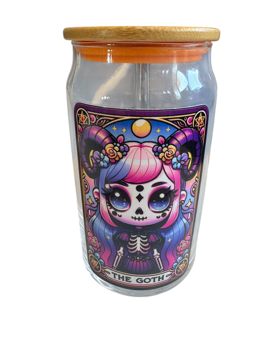 “The Goth” Glass Tumbler with Straw