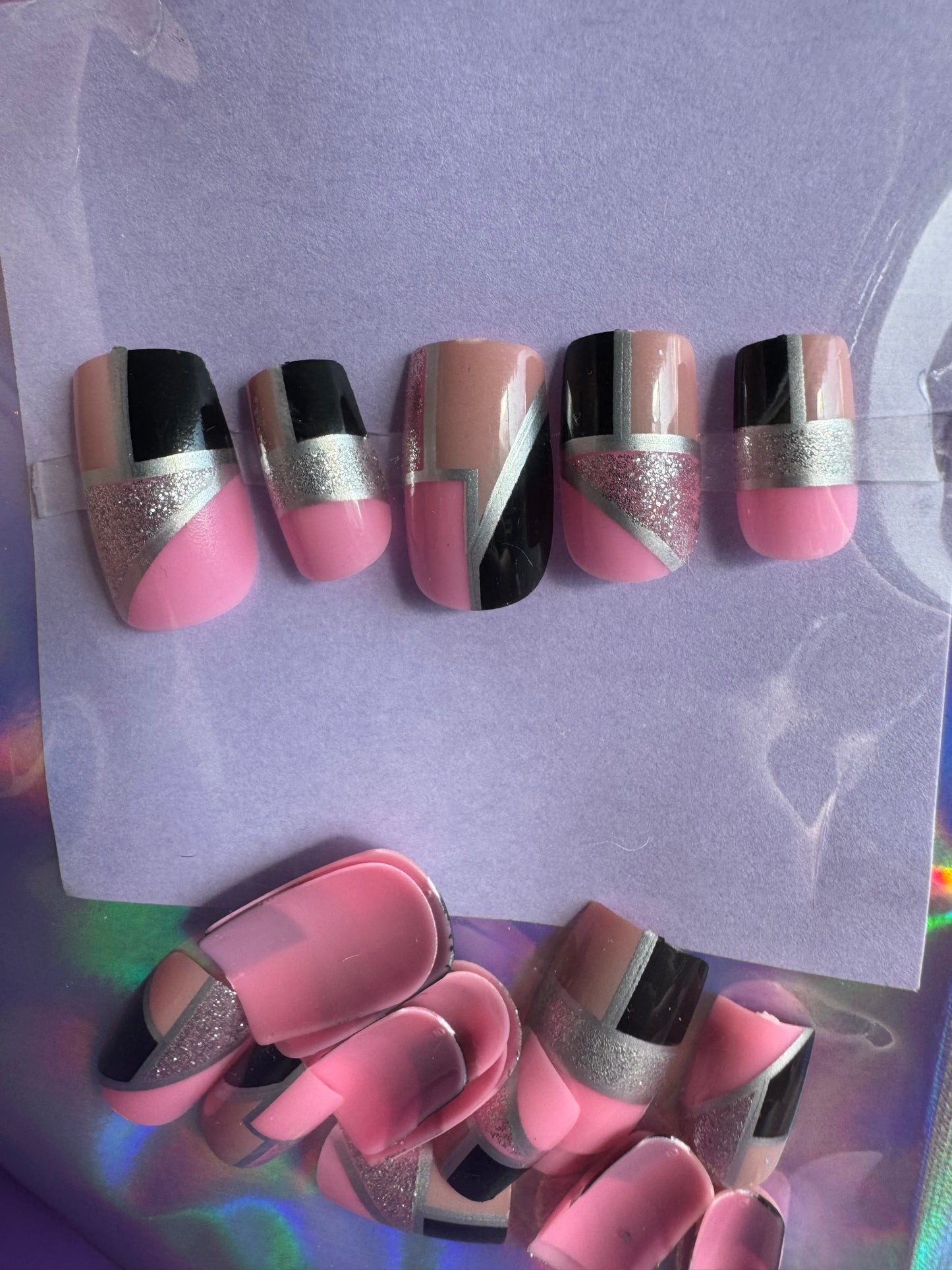 Press On Nails: Short Square Geometric