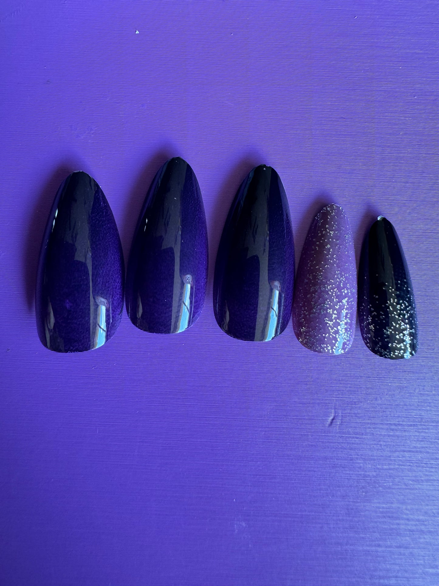 Press On Nails: Purple Almond Glitter