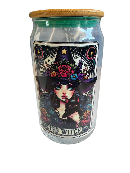 “The Witch” Glass Tumbler with Straw