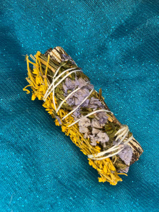 White Sage & Calendula Floral Smudge Stick