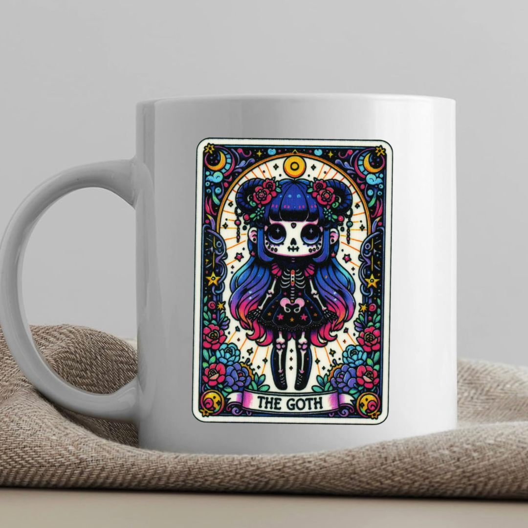 Tarot / Loteria Style Coffee Mug: The Goth (v1)