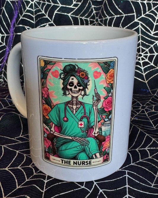 Tarot / Loteria Style Coffee Mug: The Nurse