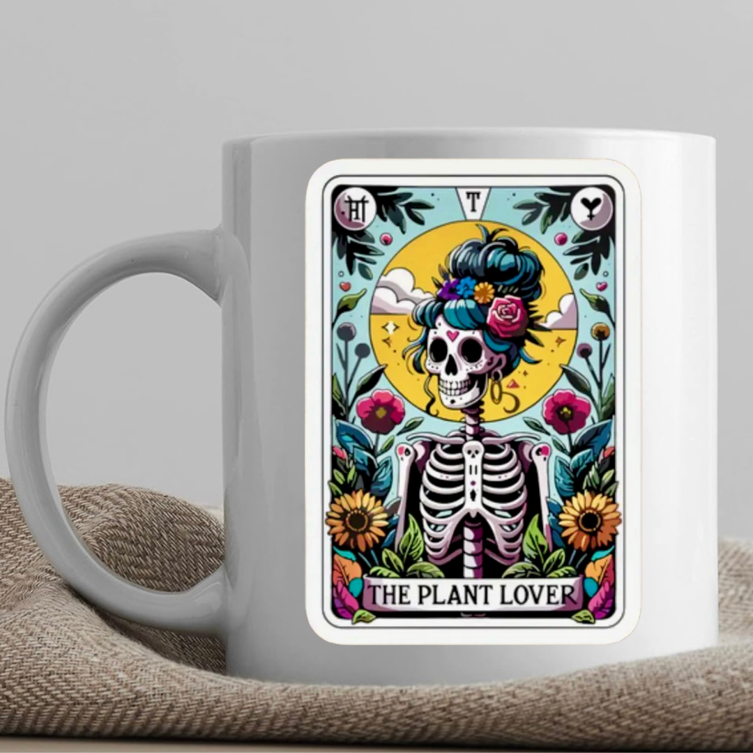 Tarot / Loteria Style Coffee Mug: The Plant Lover