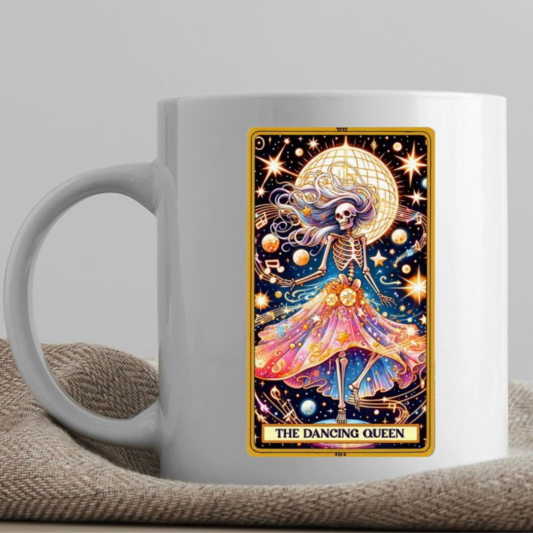 Tarot / Loteria Style Coffee Mug: The Dancing Queen (v2)