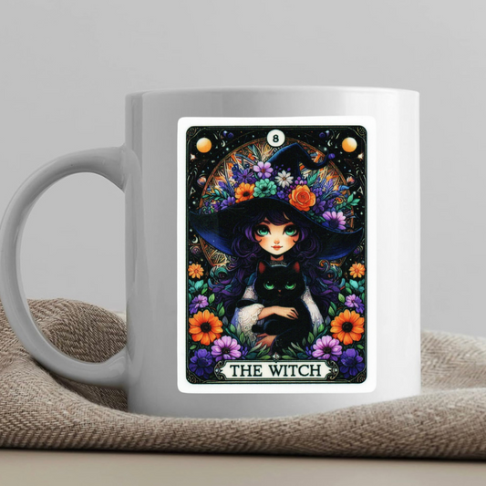 Tarot / Loteria Style Coffee Mug: The Witch (v1)