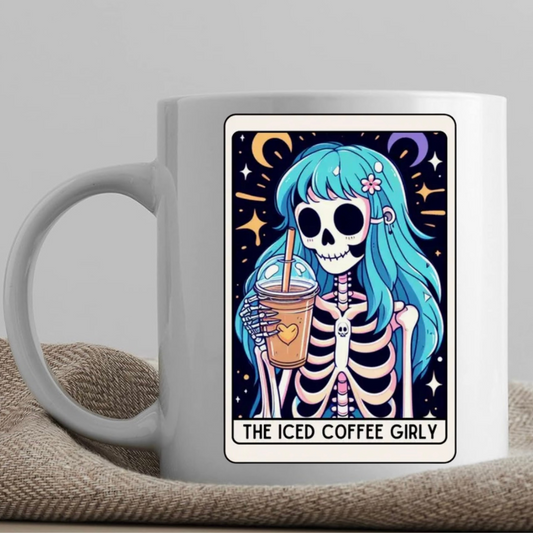 Tarot / Loteria Style Coffee Mug: The Iced Coffee Girly