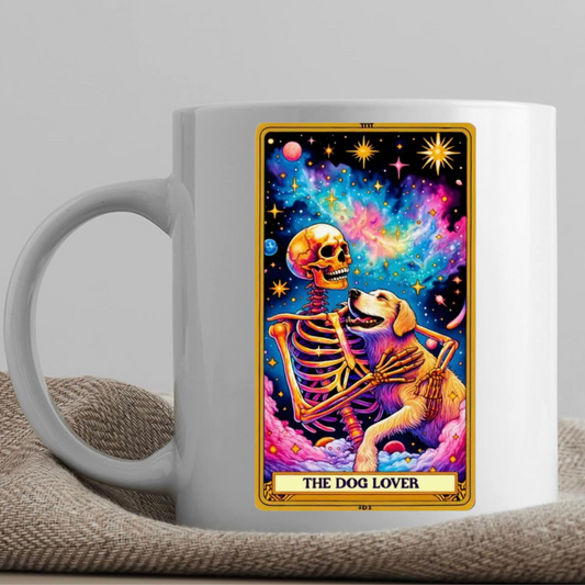 Tarot / Loteria Style Coffee Mug: The Dog Lover