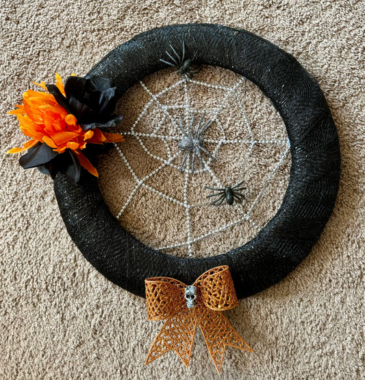 Handmade Spiderweb Halloween Wreath