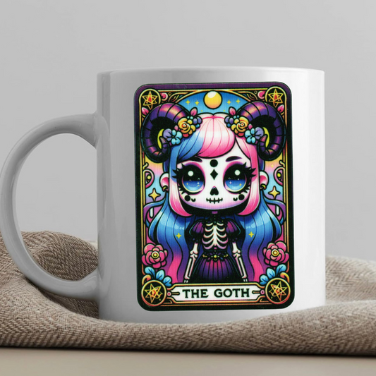 Tarot / Loteria Style Coffee Mug: The Goth (v2)