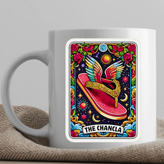 Tarot / Loteria Style Coffee Mug: The Chancla