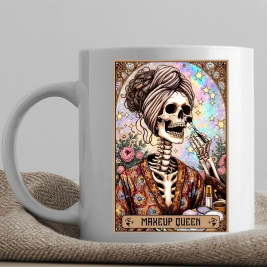 Tarot / Loteria Style Coffee Mug: Makeup Queen