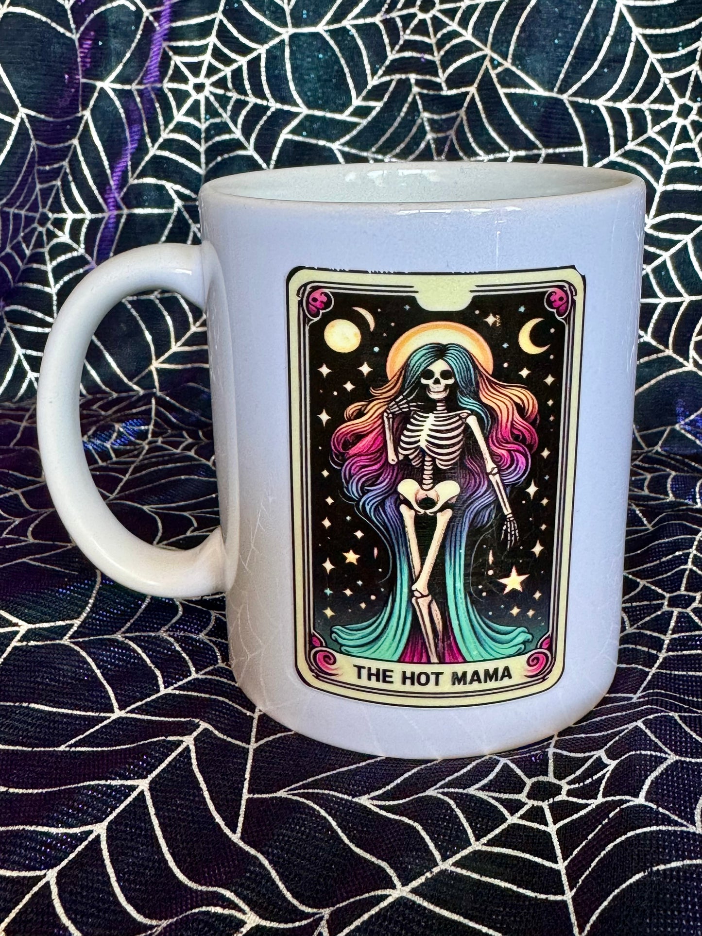 Tarot / Loteria Style Coffee Mug: The Hot Mama (Rainbow)