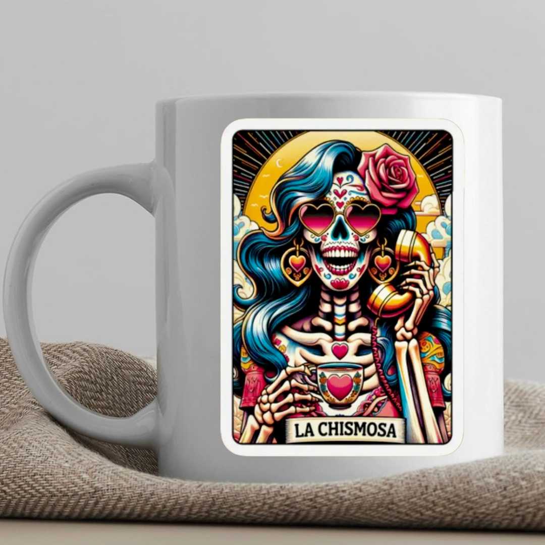 Tarot / Loteria Style Coffee Mug: La Chismosa