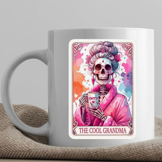 Tarot / Loteria Style Coffee Mug: The Cool Grandma