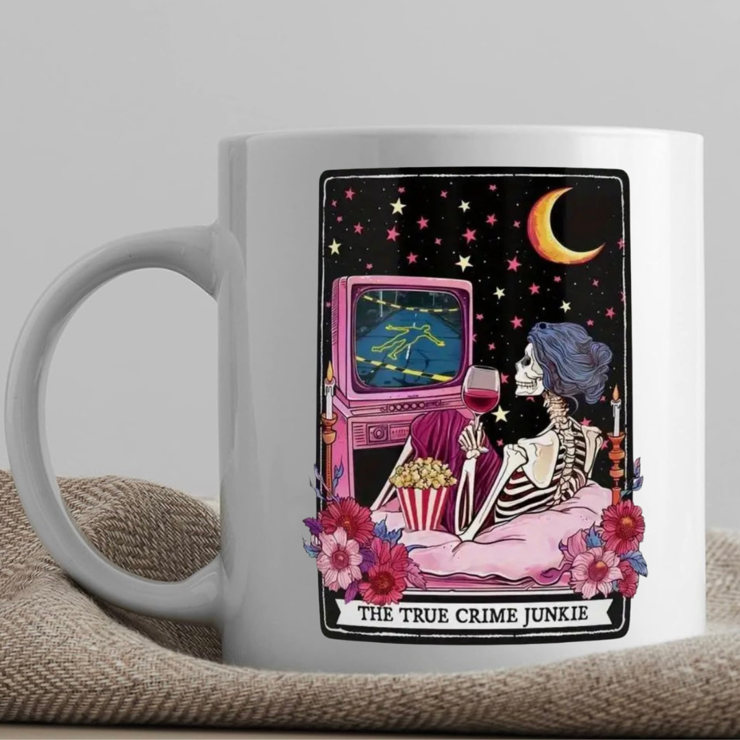 Tarot / Loteria Style Coffee Mug: The True Crime Junkie