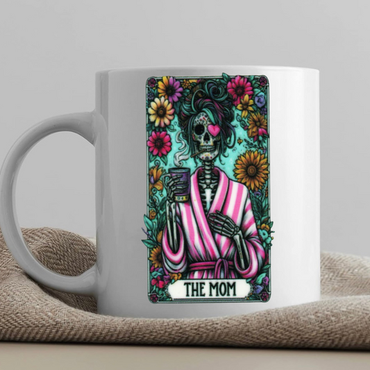 Tarot / Loteria Style Coffee Mug: The Mom (pink)