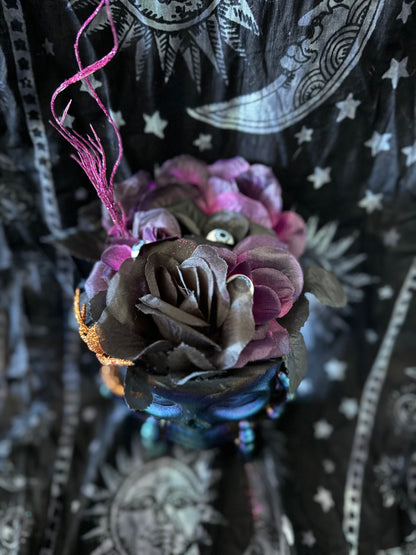 Halloween Skull Floral Decor : Purple