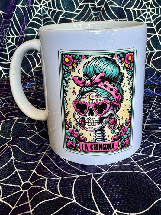 Tarot / Loteria Style Coffee Mug: La Chingona (v1)