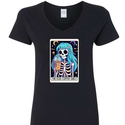 Tarot / Loteria Style T-shirt : The Iced Coffee Girly