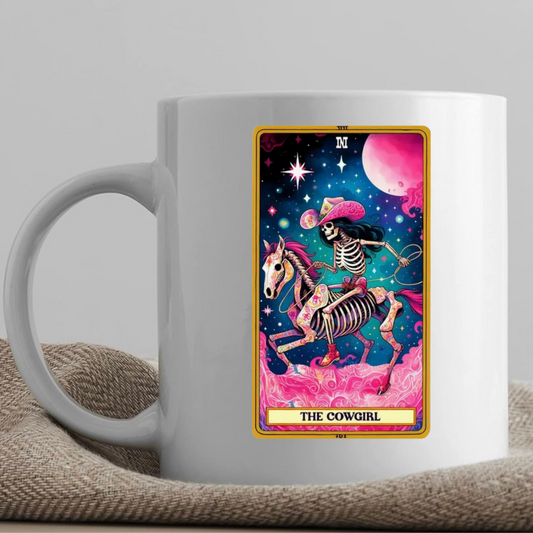 Tarot / Loteria Style Coffee Mug: The Cowgirl