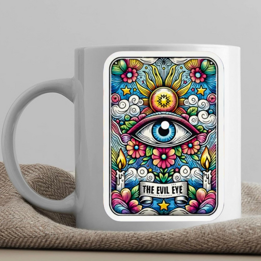 Tarot / Loteria Style Coffee Mug: The Evil Eye