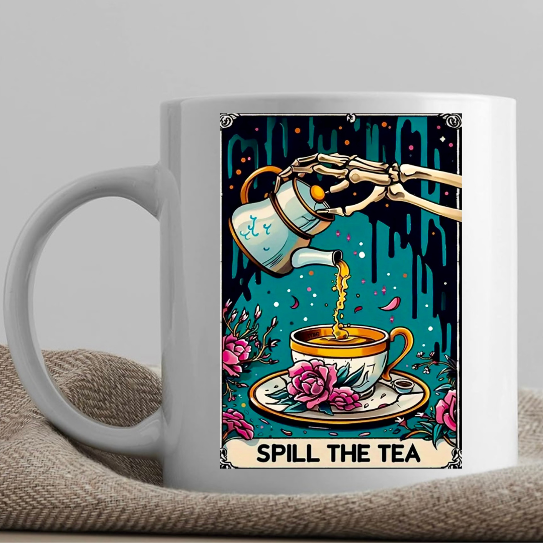 Tarot / Loteria Style Coffee Mug: Spill The Tea