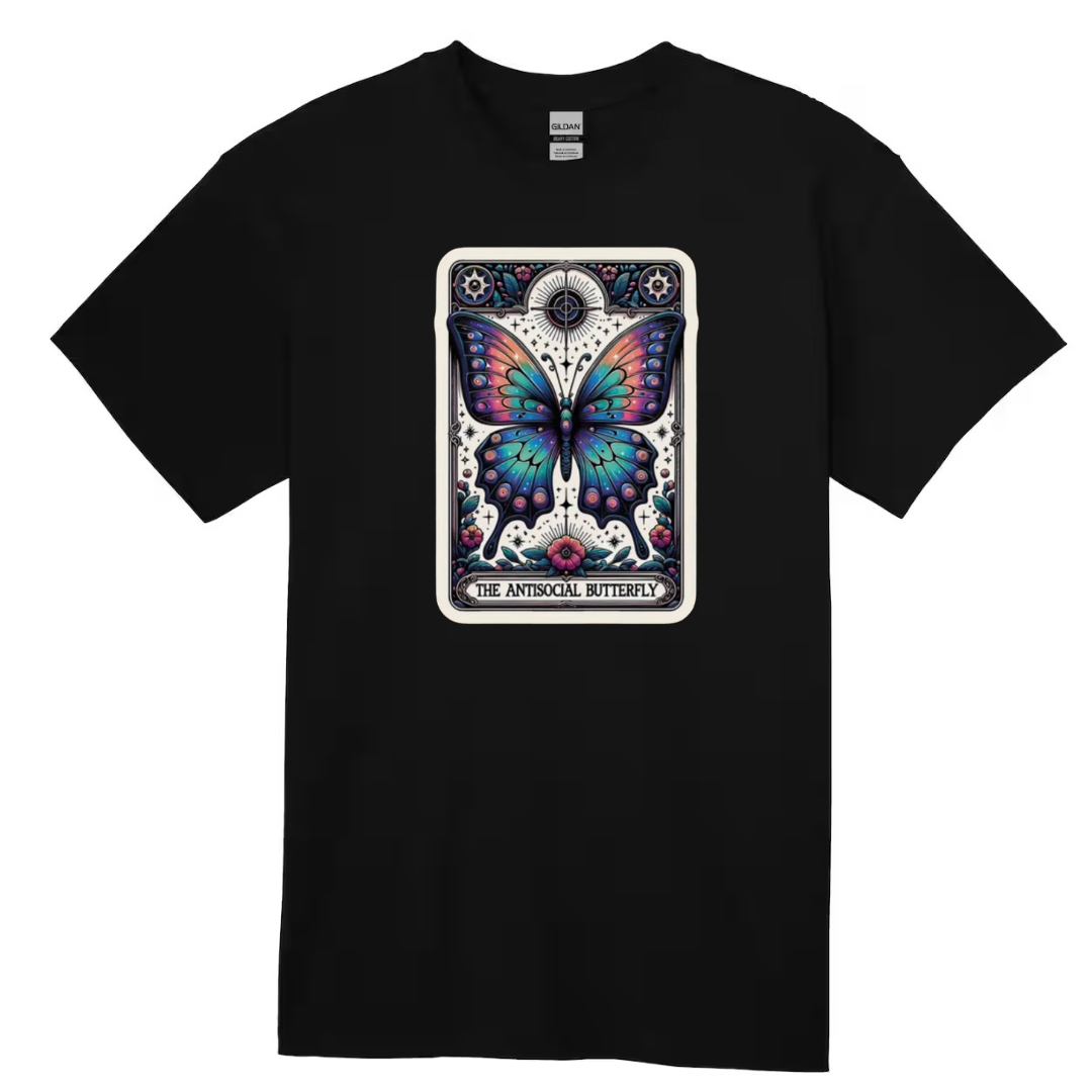 Tarot / Loteria Style T-shirt : The Antisocial Butterfly