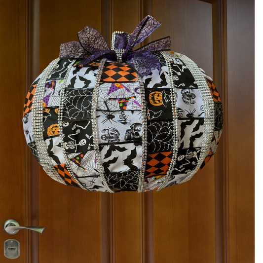 Handmade Patchwork Pumpkin Halloween Wreath #2