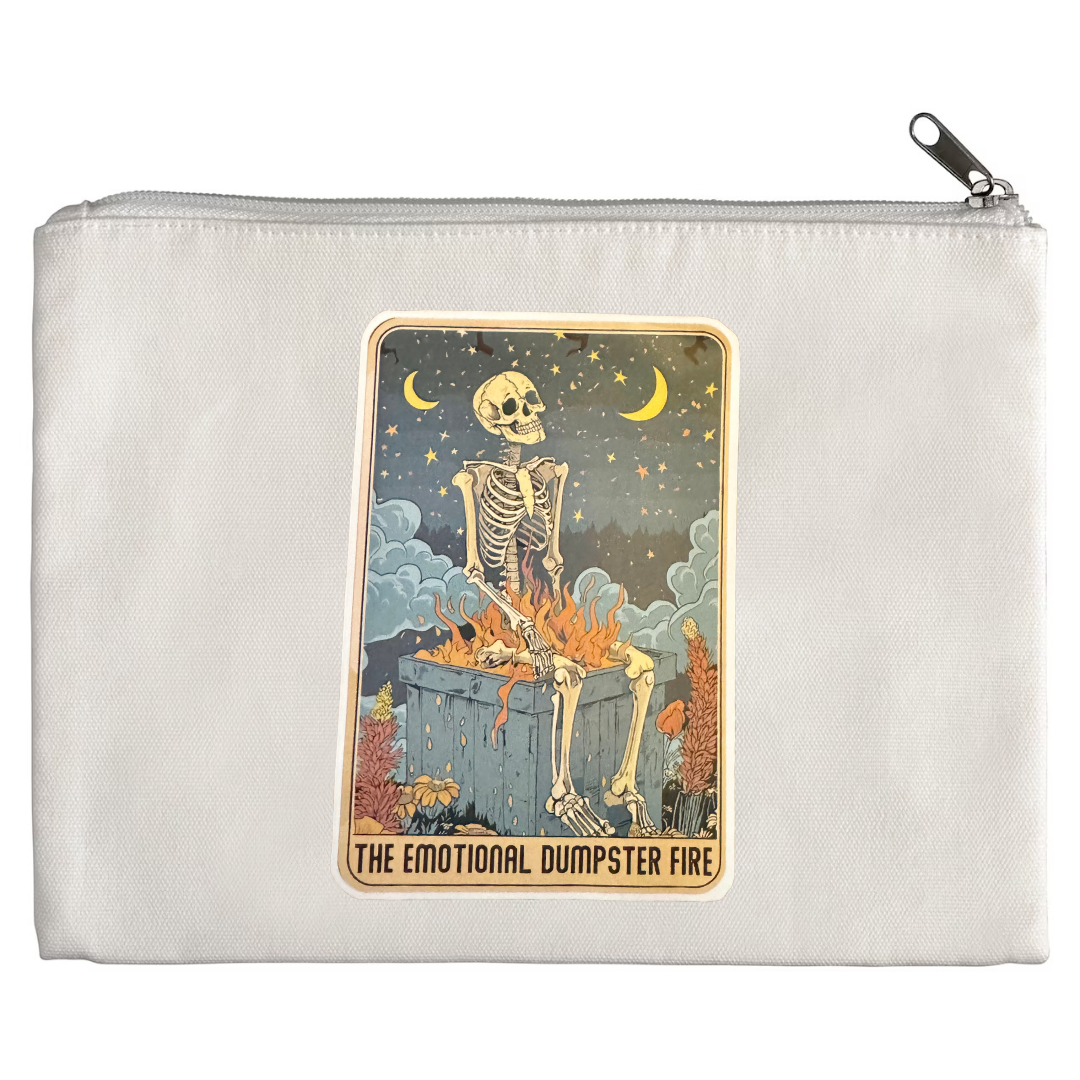 Tarot / Loteria Style Makeup Bag: The Emotional Dumpster Fire