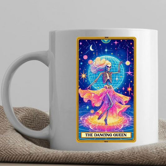 Tarot / Loteria Style Coffee Mug: The Dancing Queen (v1)