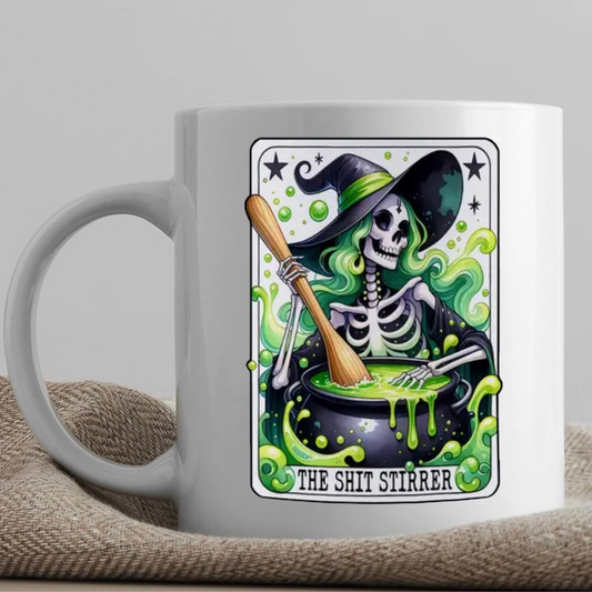 Tarot / Loteria Style Coffee Mug: The Shit Stirrer