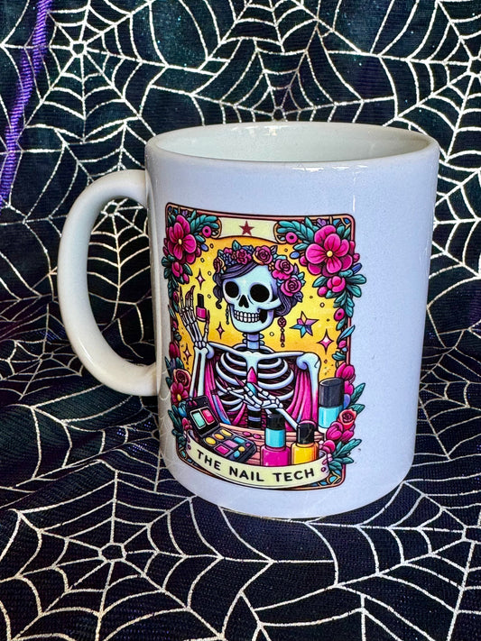 Tarot / Loteria Style Coffee Mug: The Nail Tech