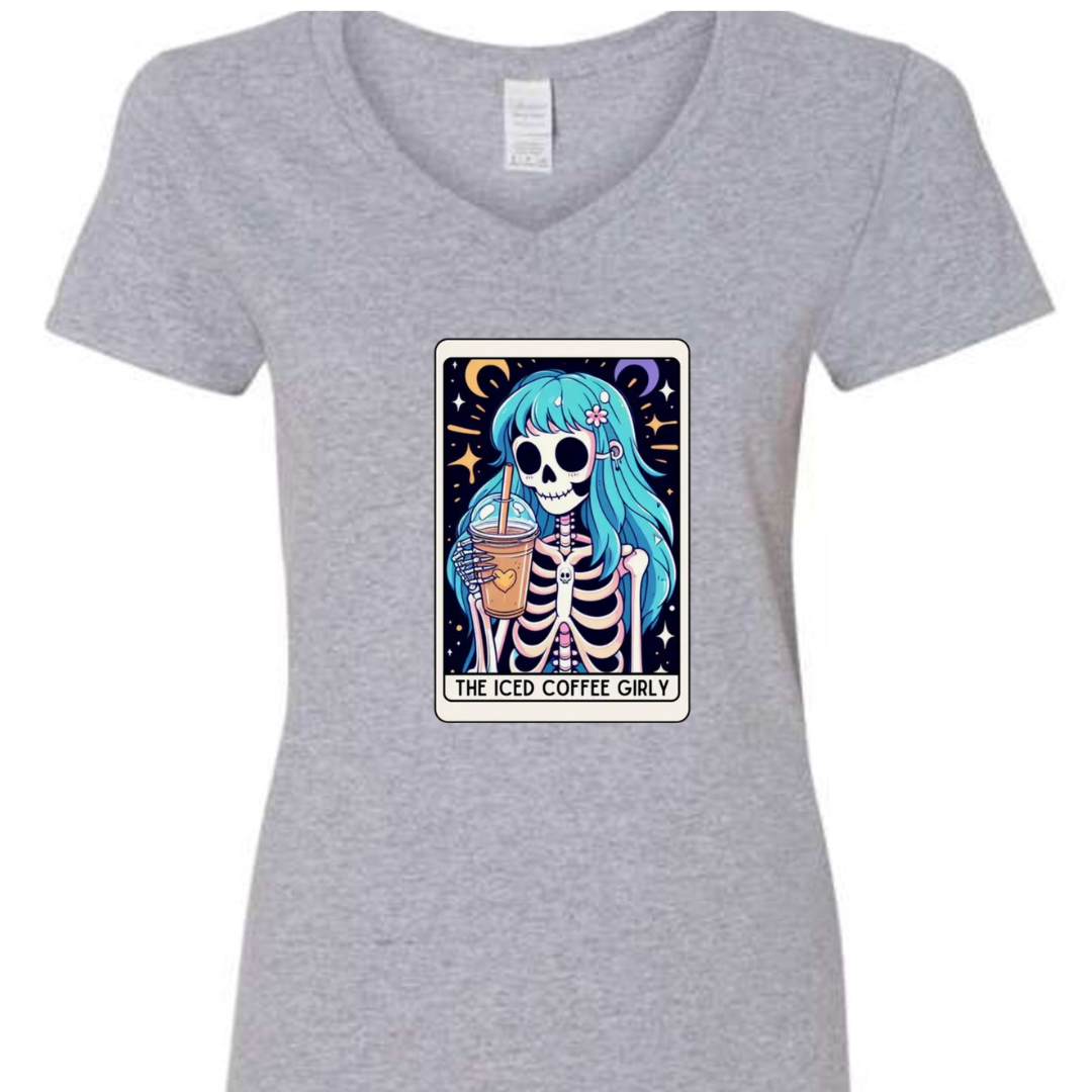 Tarot / Loteria Style T-shirt : The Iced Coffee Girly