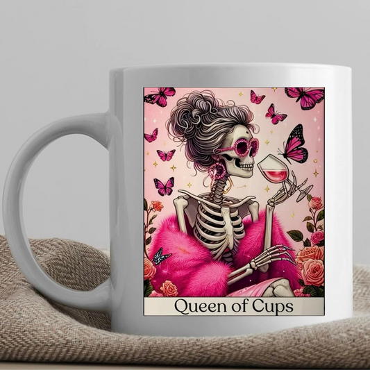 Tarot / Loteria Style Coffee Mug: Queen of Cups