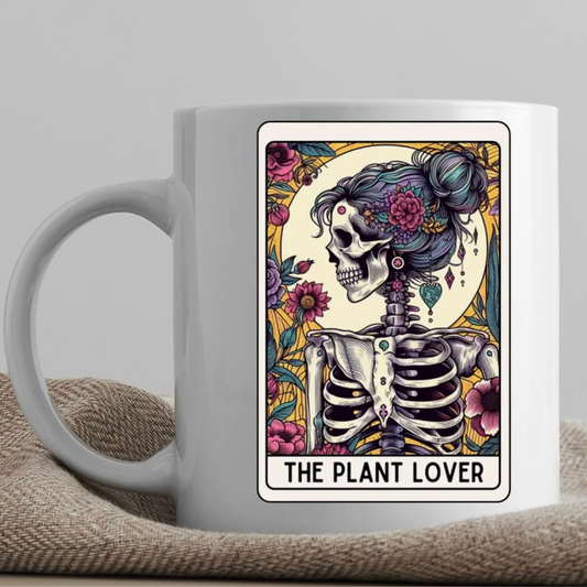 Tarot / Loteria Style Coffee Mug: The Plant Lover (v2)