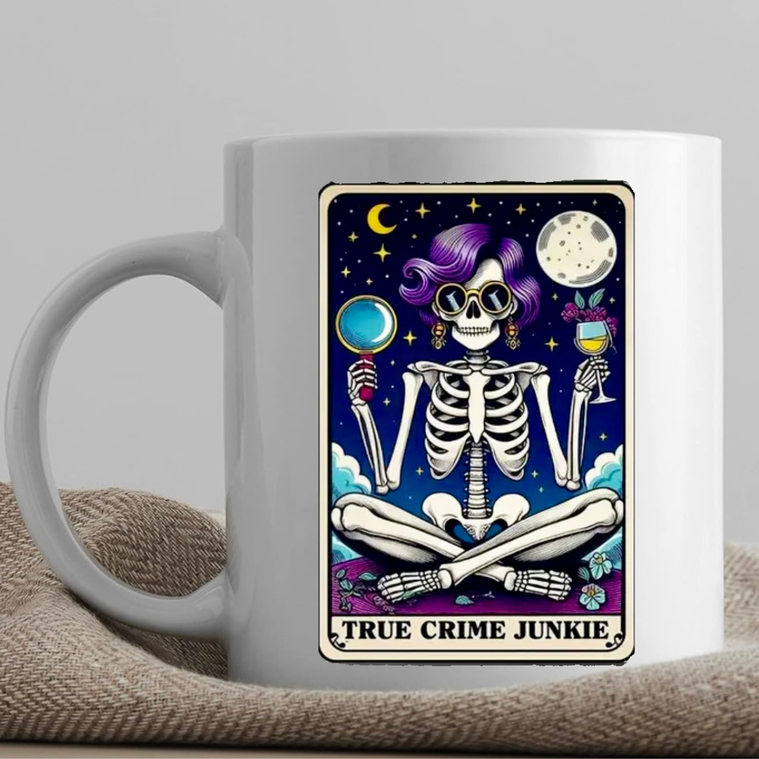 Tarot / Loteria Style Coffee Mug: True Crime Junkie