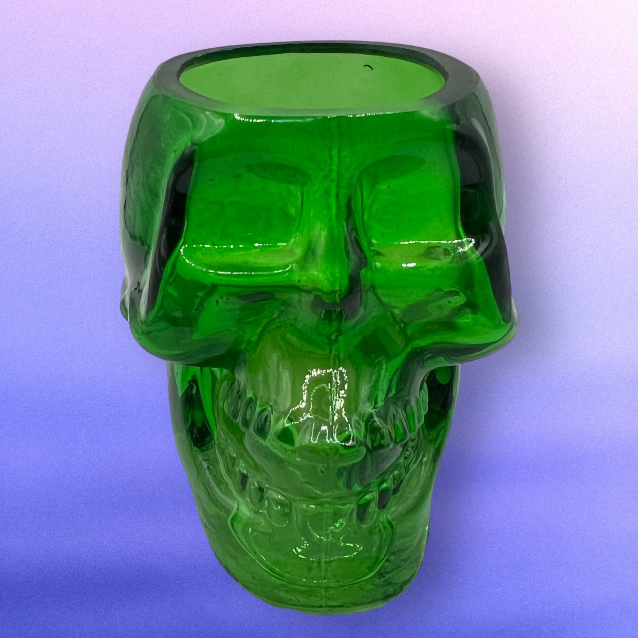 Green Glass Skull Catch-All