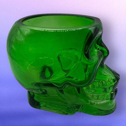 Green Glass Skull Catch-All