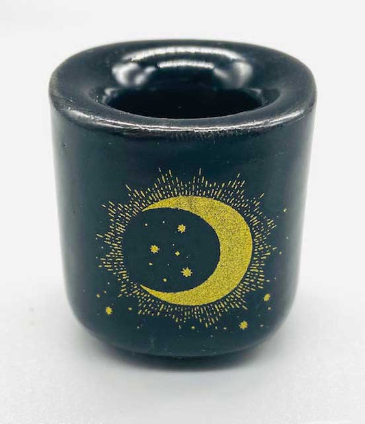 Moon Black Ceramic Chime Candle Holder