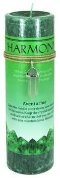 Harmony pillar candle with Aventurine pendant